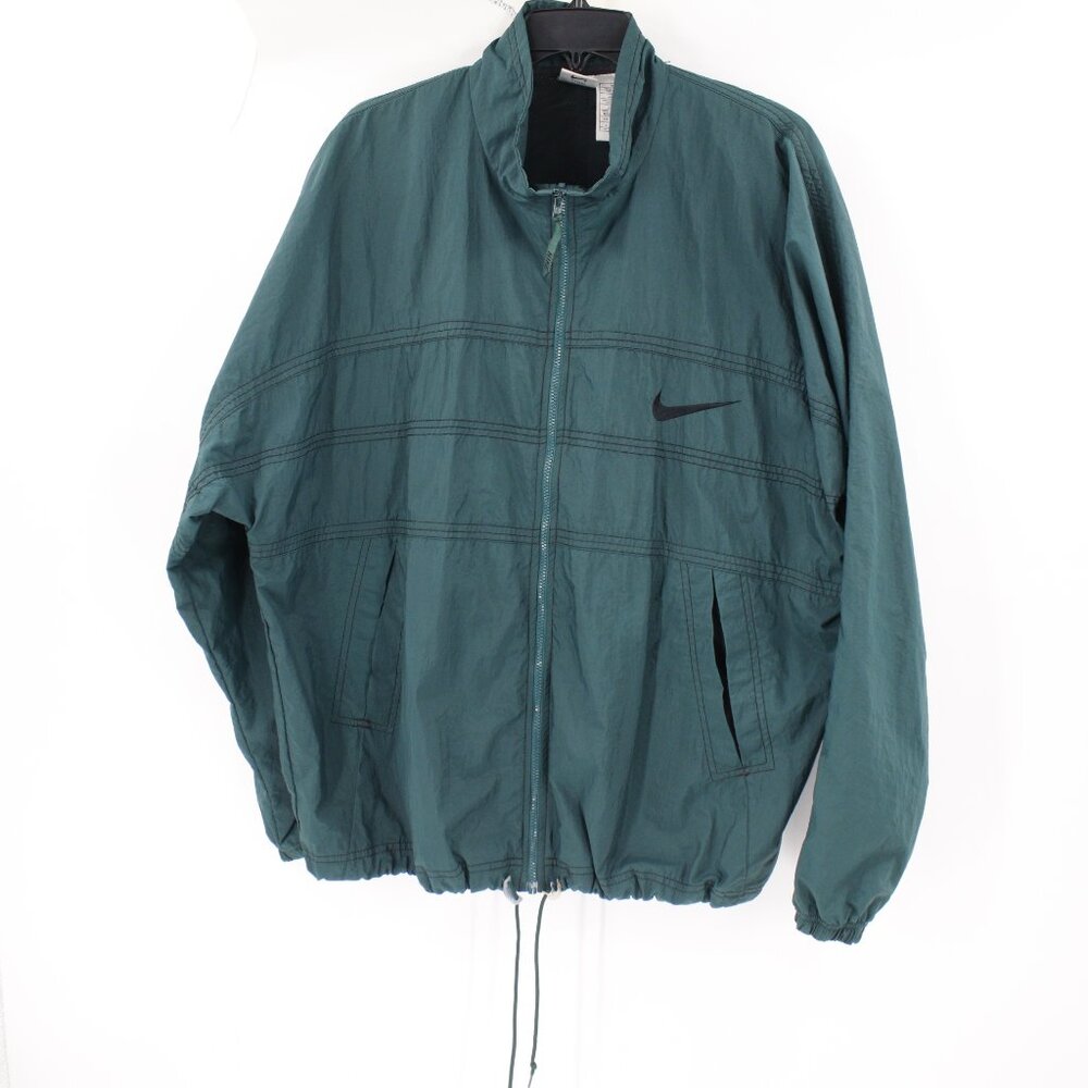 Vintage‎ Nike windbreaker Mens Large Jacket swoosh Logo dark green Nylon vented
